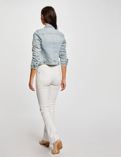 Veste droite boutonn&eacute;e en jean jean bleached femme