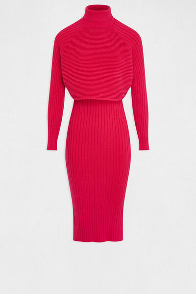 Midi-trui jurk met 2-in-1 effect medium roze vrouw