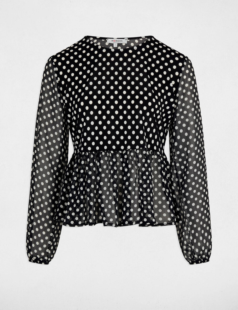 T-shirt voile col rond noir femme