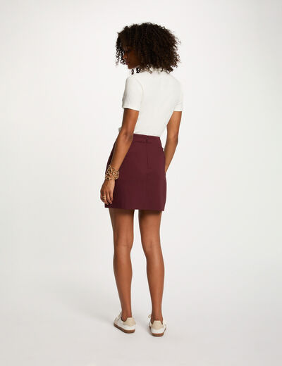 Jupe courte ajustée prune femme