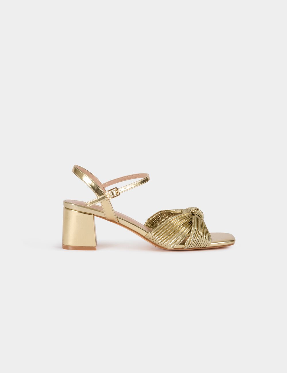 Sandale noeud jaune or femme