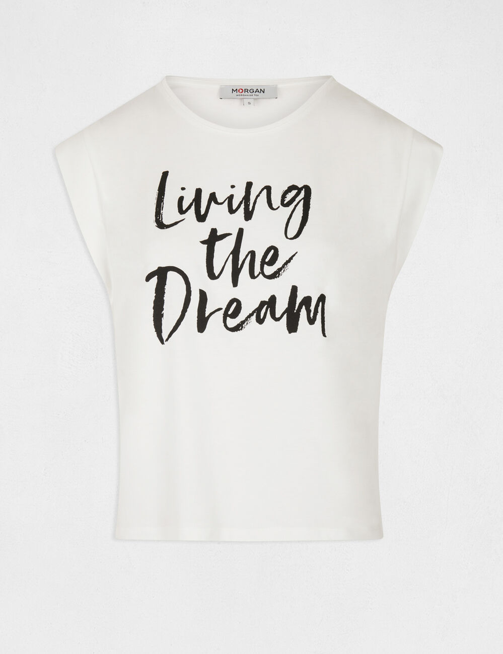 T-shirt met korte mouwen en opschrift ecru vrouw