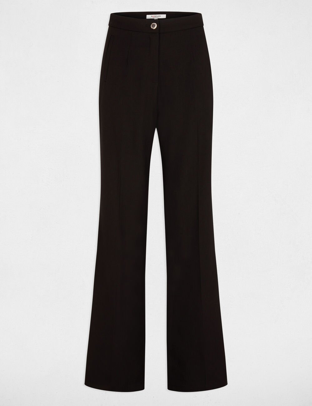 Flare broek met plooien zwart vrouw