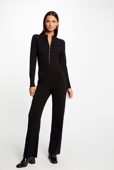 Combinaison tricot droite zippée noir femme