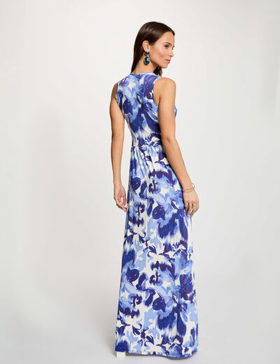 Robe longue col coeur multicolore femme