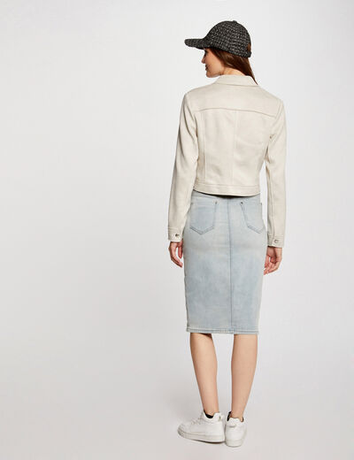 Jupe longueur genou en jean jean bleached femme