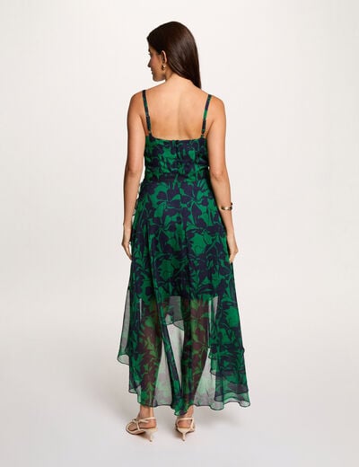 Robe mi-longue cache coeur vert prairie femme