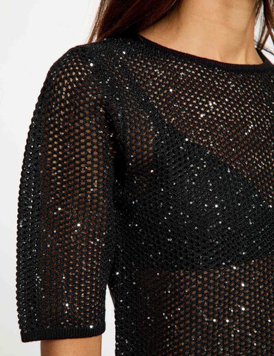 Mesh t-shirt zwart vrouw