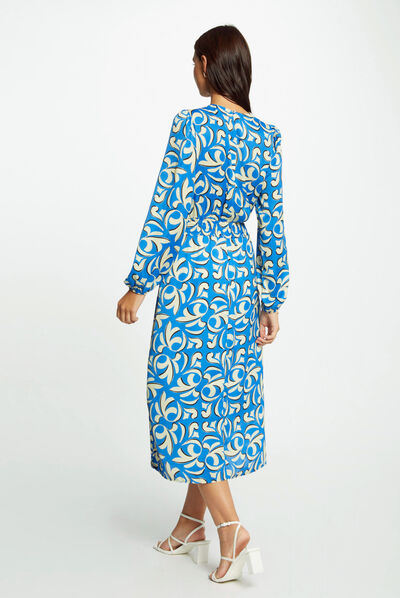 Rechte midi-jurk met print meerkleurig vrouw