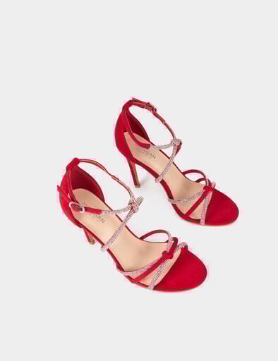 sandales a talons avec brides strass rouge femme Sandales à talons avec brides strass rouge femme