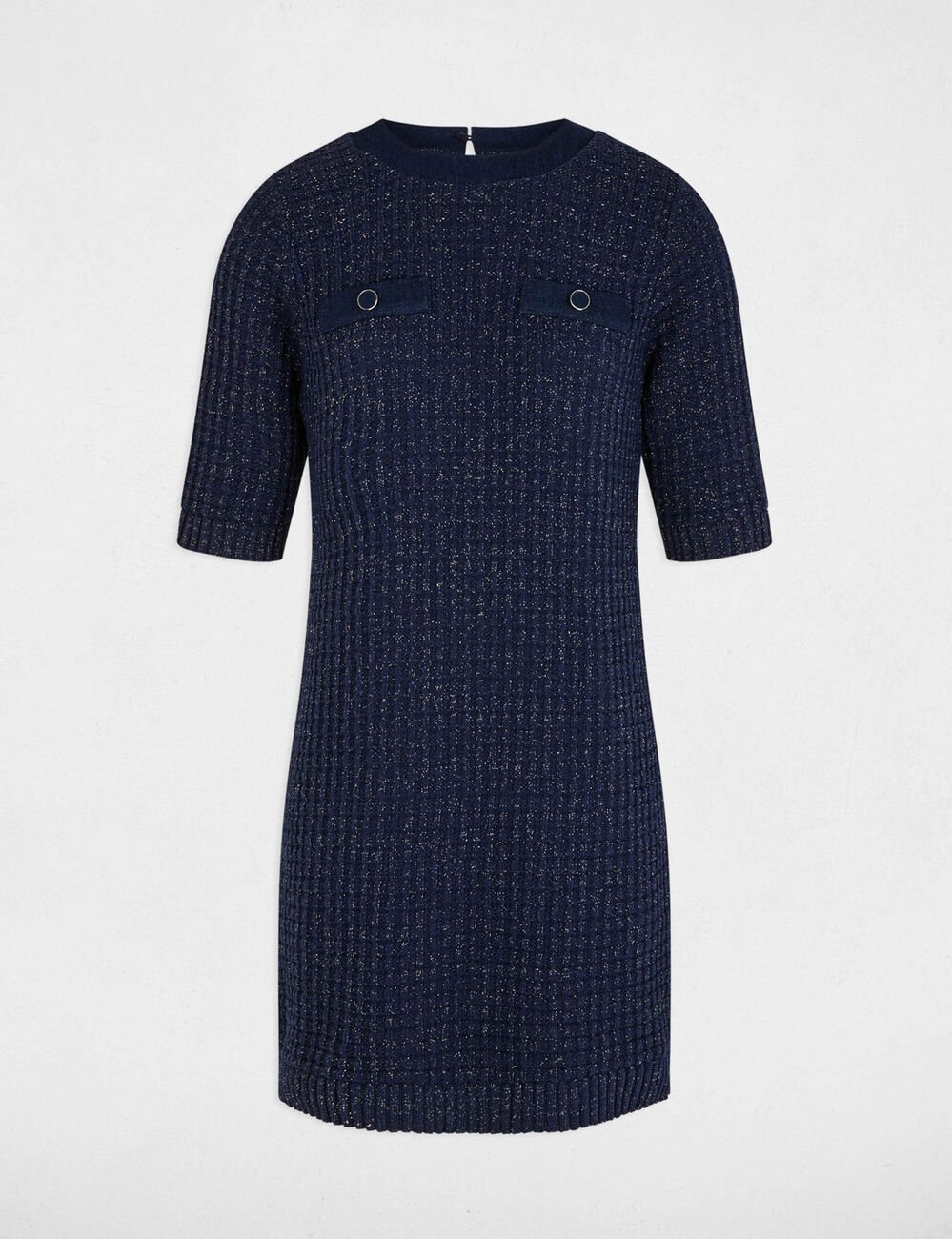 Robe courte cintr&eacute;e bleu marine femme