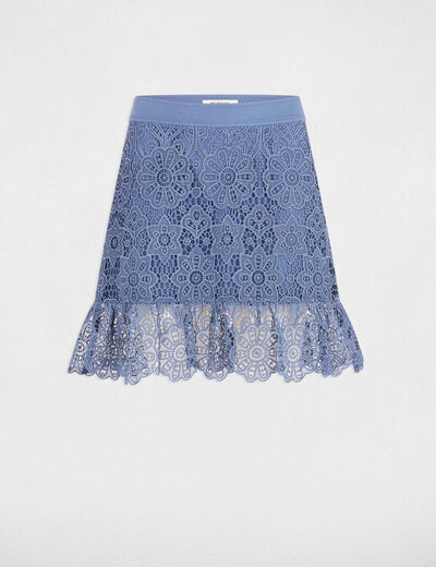 Korte kanten rok met volants bleu gris vrouw