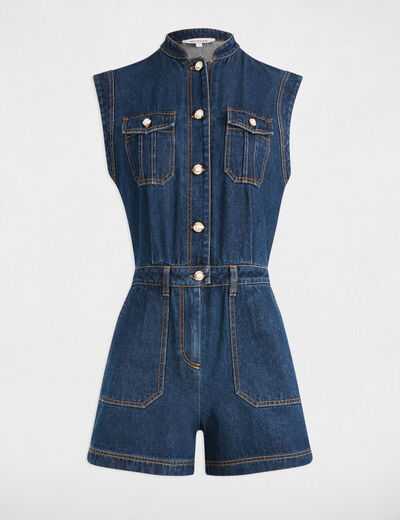 Combishort en jean denim brut femme