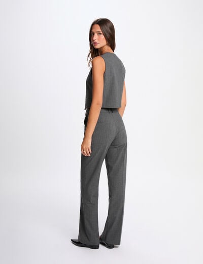 Pantalon jambe large gris moyen femme