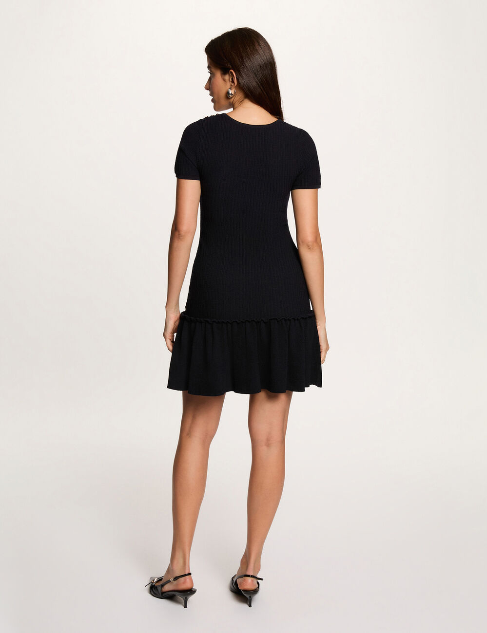 Robe tricot col u bleu marine femme