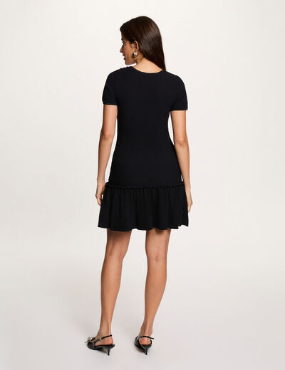 Robe tricot col u bleu marine femme