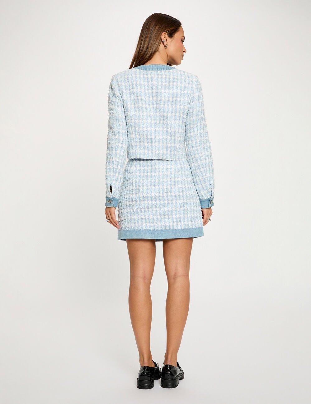 Jupe courte ajust&eacute;e bleu ciel femme