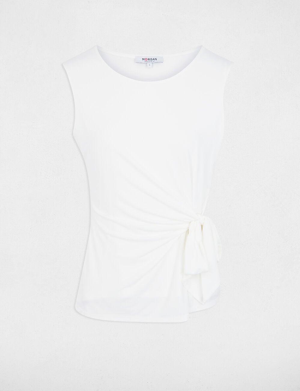 T-shirt col rond sans manches blanc femme
