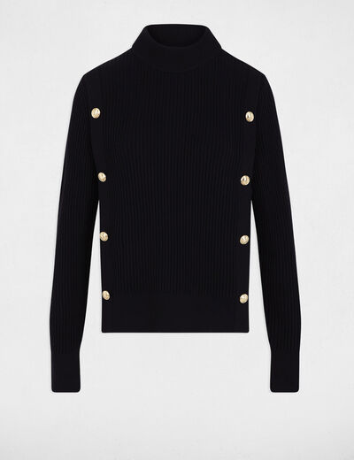 Pull court col roulé noir femme
