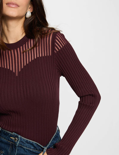 Pull torsad&eacute; cintr&eacute; prune femme