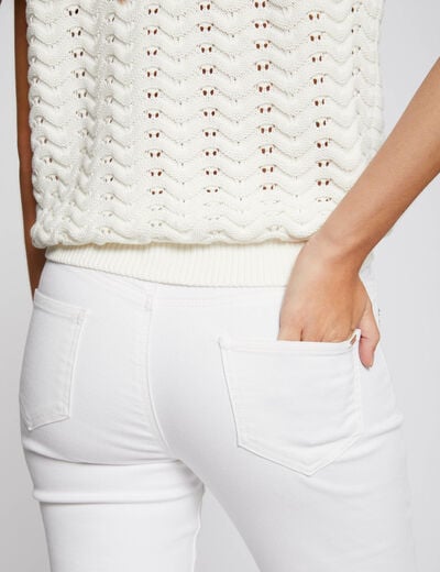 Jeans skinny taille basse ecru femme