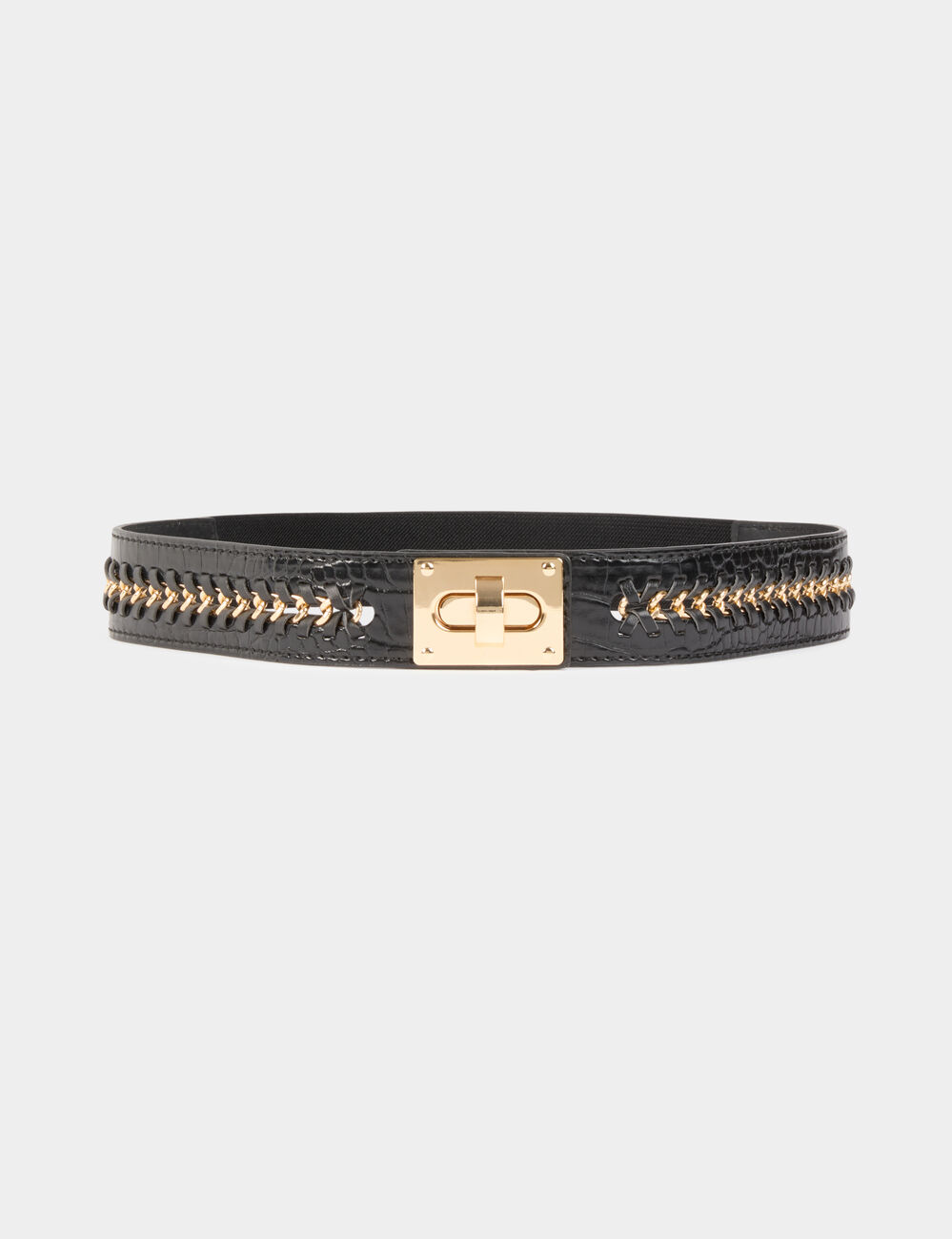 Ceinture large élastique noir femme