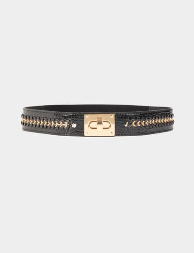 Brede elastische riem zwart vrouw