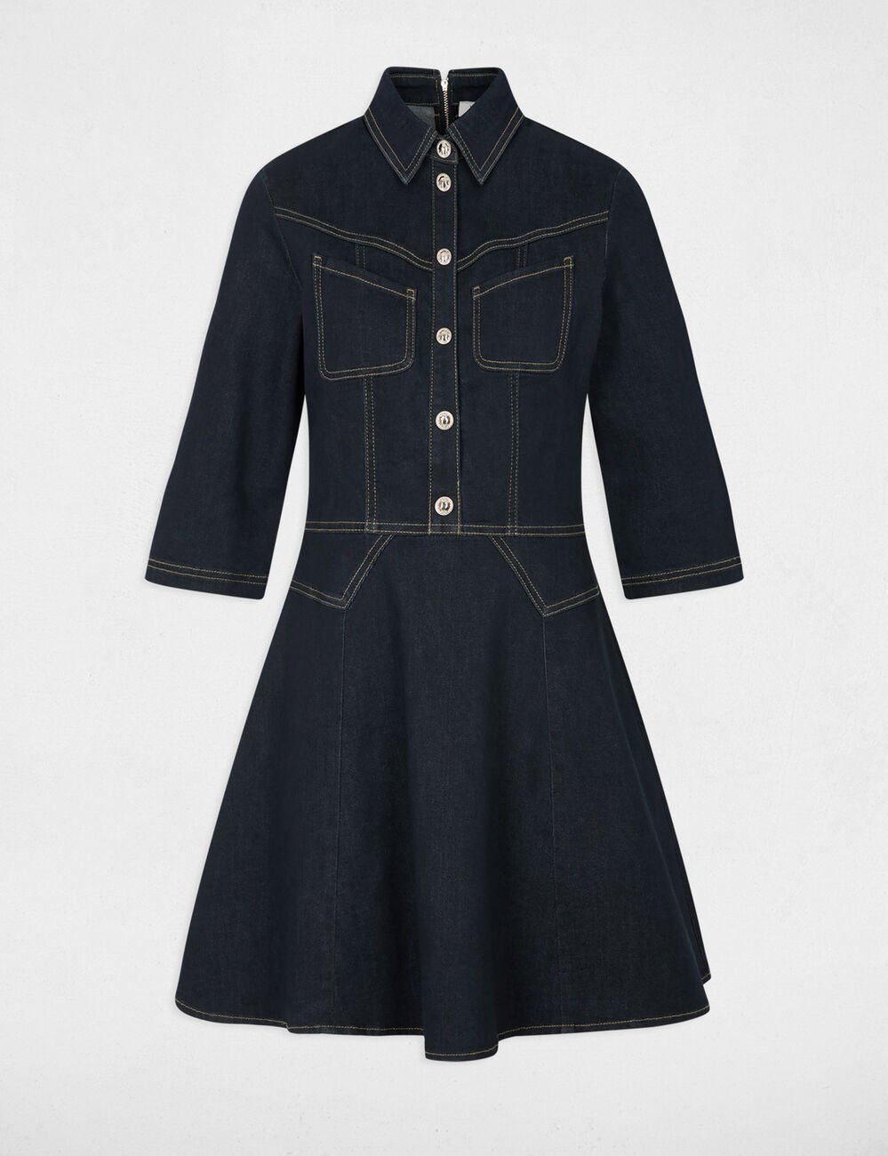 Robe courte en jean denim brut femme