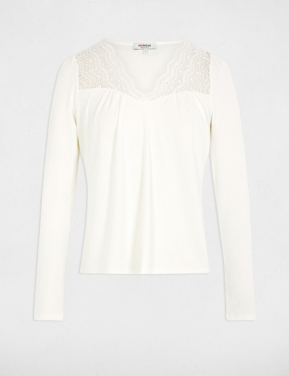 T-shirt met lange mouwen helder wit vrouw