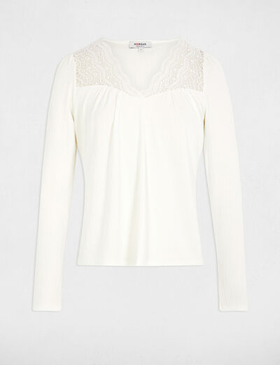T-shirt manches longues blanc femme