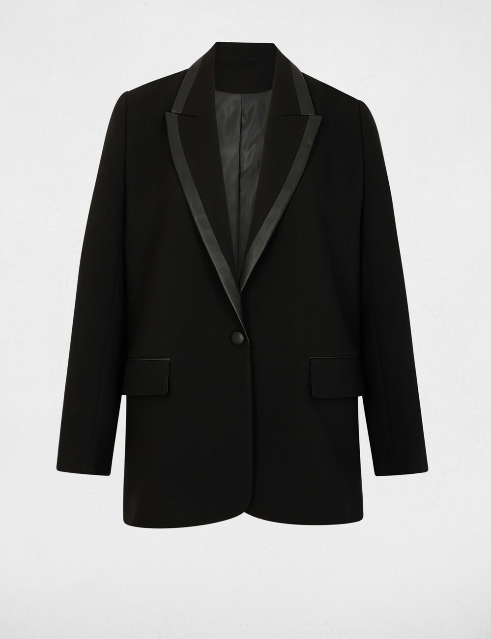 Blazer col tailleur noir femme