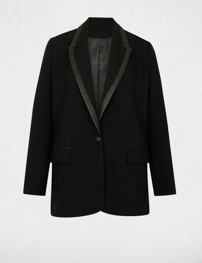 Blazer col tailleur noir femme