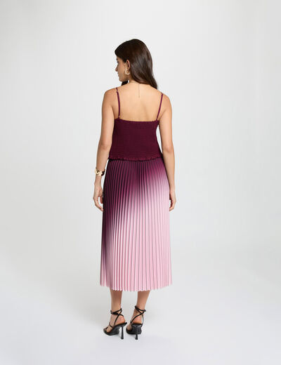 Crop top bretelles fines prune femme