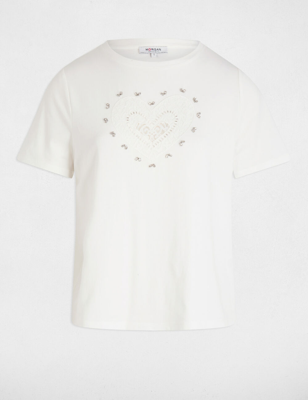 T-shirt met korte mouwen helder wit vrouw