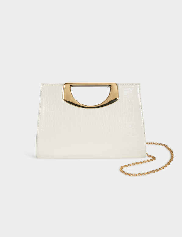 Clutch met krokodillenlook helder wit vrouw