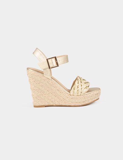Sleehak sandalen goudgeel vrouw