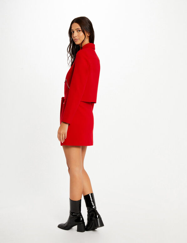 jupe droite zippee rouge femme Jupe droite zippée rouge femme