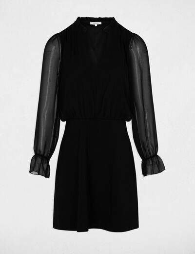 Robe courte voile noir femme