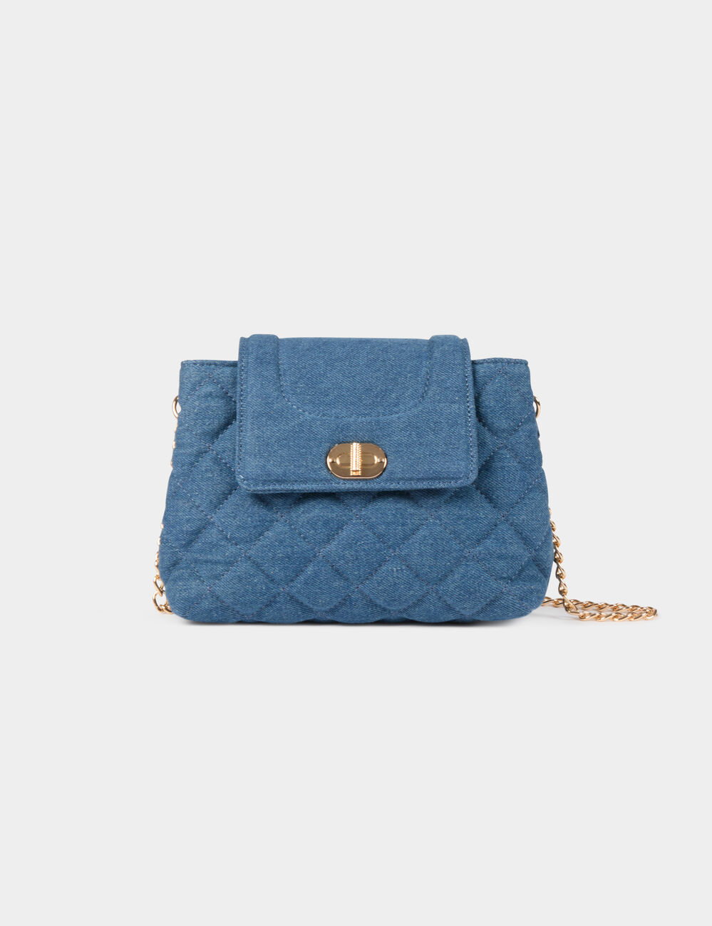 Sac pochette jean matelassé denim stone femme