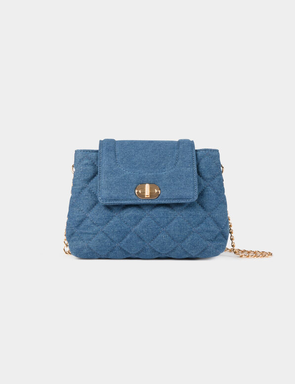 Sac pochette jean matelassé denim stone femme