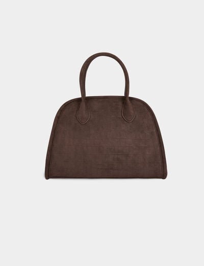 Su&egrave;de tas met krokodillenlook donker bruin vrouw