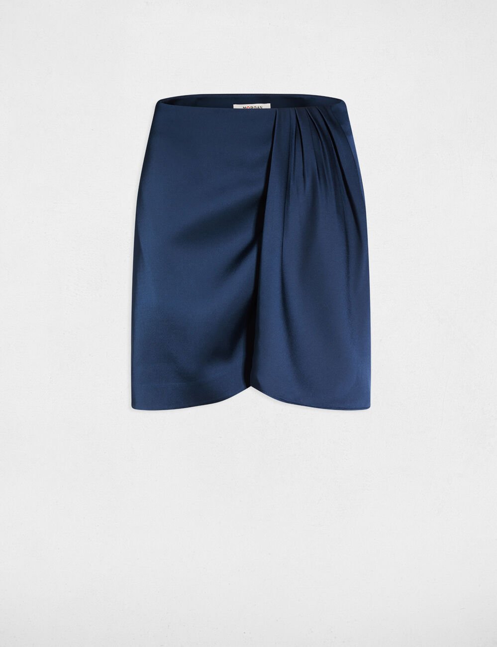 Jupe courte satin&eacute;e bleu p&eacute;trole femme