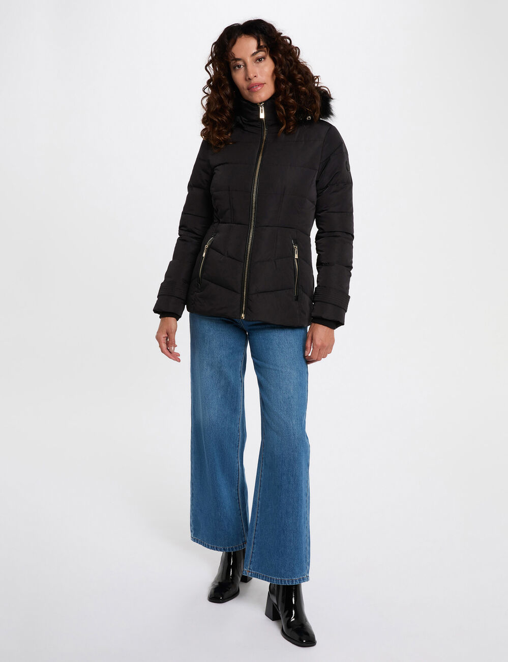 Doudoune courte ajustée noir femme