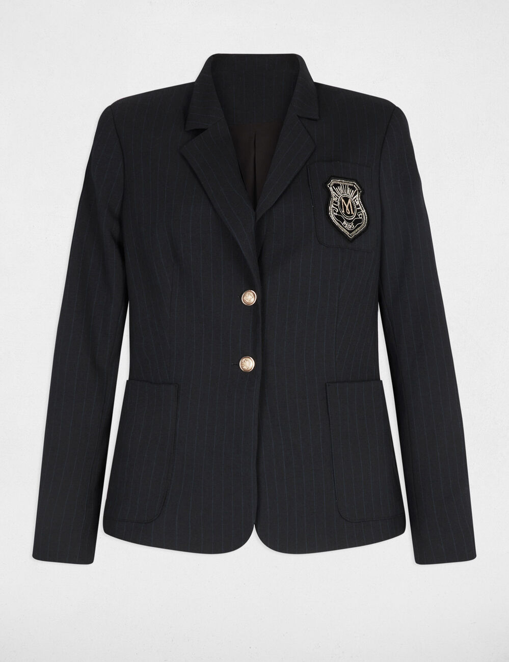 Gestreepte rechte blazer marineblauw vrouw