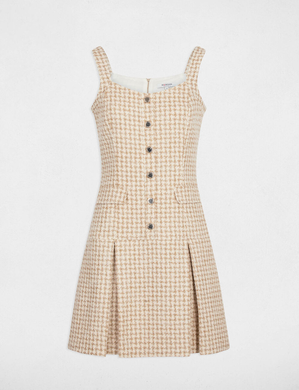 Uitlopende tweed jurk meerkleurig vrouw