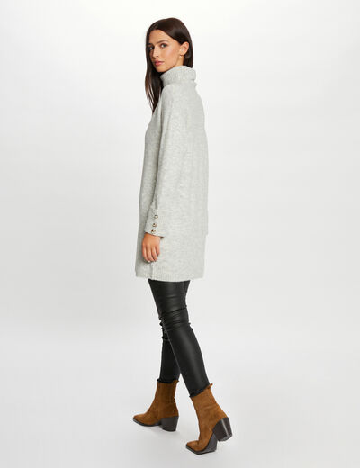 Rechte sweaterjurk met coltrui mediumgrijs vrouw