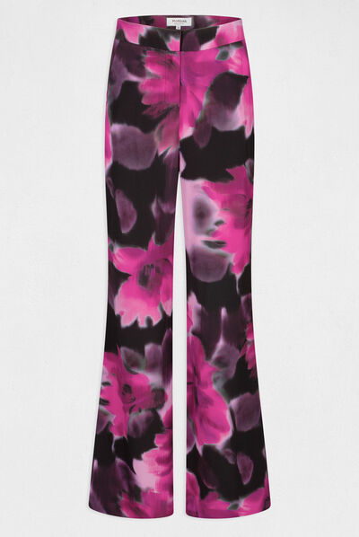 Wijde broek met vlotte bloemenprint meerkleurig vrouw