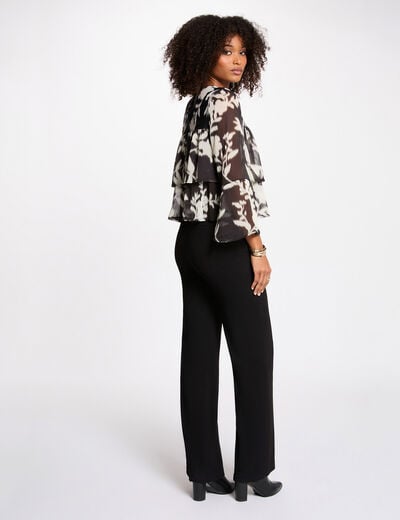 T-shirt voile imprimé noir femme