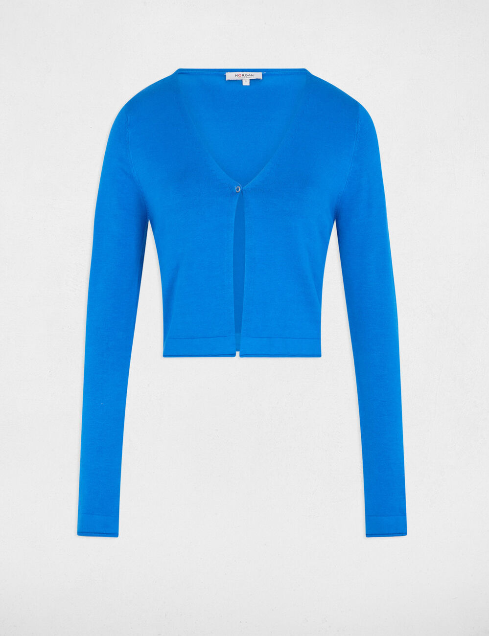 Gilet manches longues à col en V bleu electrique femme