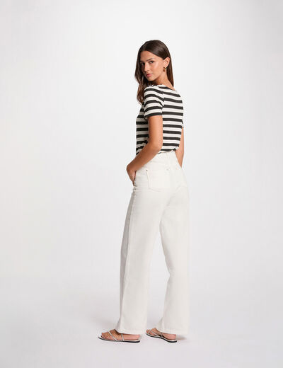 T-shirt manches courtes rayé blanc femme